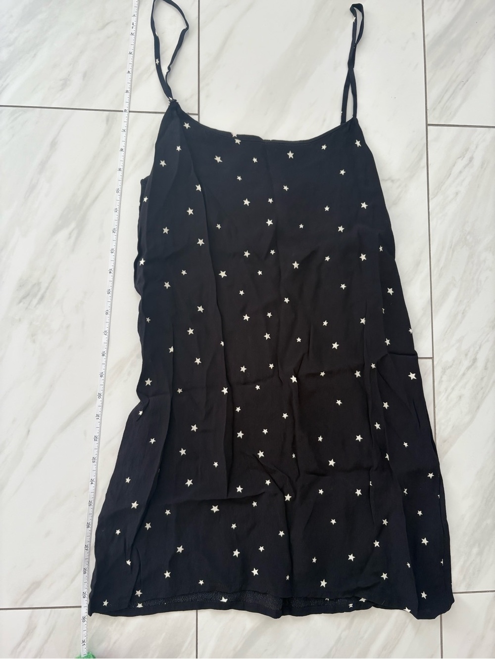 Reformation Black Star-Print Mini Slip Dress